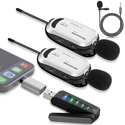 ワイヤレスマイク USB 無線マイク PCマイク Androidフォン iPhone ピンマイク イヤホン端子付き UHF 録音録画 拡声 モニタリング 軽量 日本語説明書 二人用UM320Pro