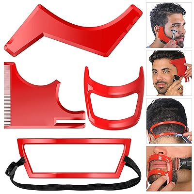 4 パックひげシェイパーツール、男性用ひげひげラインナップツールキットヤギひげシェイパー & ひげストレートナー男性用 (レッド) 4 パックひげシェイパーツール、男性用ひげひげラインナップツールキットヤギひげシェイパー & ひげストレートナー男性用 (レッド)
