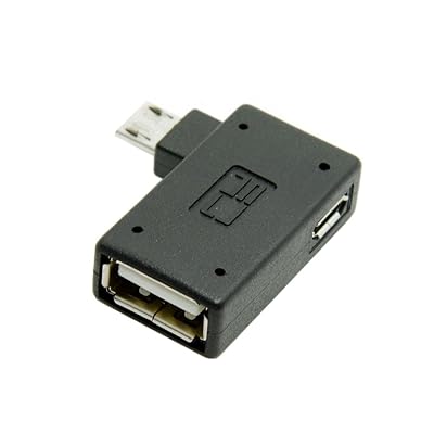 Micro USB OTG電源アダプター 2イン1 マイクロUSBオス→USB 2.0メス 90度左角度コネクタアダプター