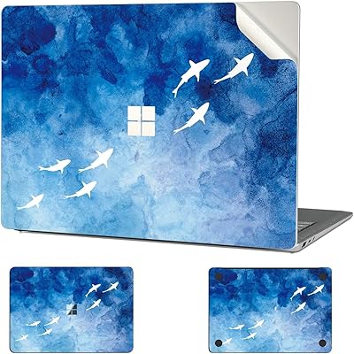 Surface 専用スキンシール カバー ステッカー 2024 Surface Laptop 15インチ (第7世代 Copilot PC) 用 全身保護、取り外し可能、傷つき防止および残留物フリー [青い海と鯨]