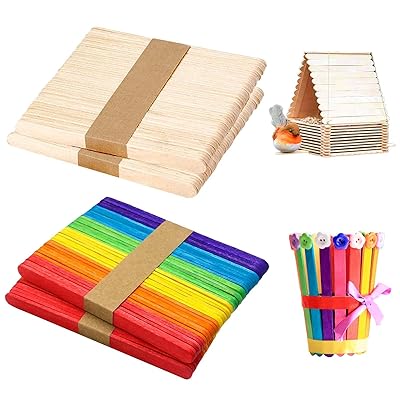 アイスの棒 アイス棒 カラー ミニ 短い 工作 工作キット 木製 【約200本】 DIY材料 手作り ウッドスティック ゲーム ミニ ワックス 木の棒 スティックアイス 114mmx10mm