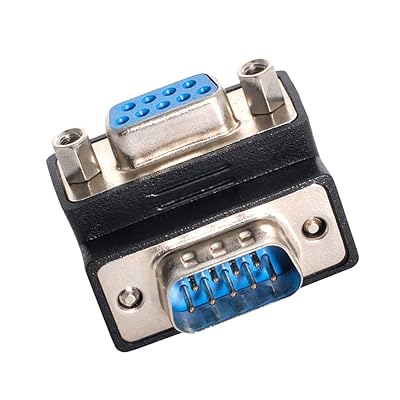 RS232 D-Sub 9ピン 90度下向きオスネジタイプ - メスナットタイプ延長アダプター