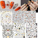 ネイルシール ハロウィン パンプキン おばけ ゴースト 6枚セット コウモリ 3D 立体 ネイルパーツ ハロウィーン クモ スカル バラ ゴシック