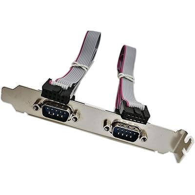 デュアル DB9 IDC 10ピン ケーブル ブラケット パネル付き 10 x IDC ソケット デュアル 延長 アダプタ フラット リボン ケーブル付き 2xDB9（RS232）ピンオス PCマザーボード用