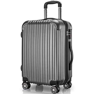 スーツケース キャリーケース キャリーバッグ 機内持込 TSAダイヤル式ロック 耐衝撃 大型 超軽量 静音ダブルキャスター 旅行 出張 (M サイズ(65L), 灰)
