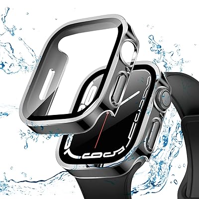  for Apple Watch ケース Apple Watch ケース 対応 IP68完全防水 バンド 水泳・スポーツ専用 防水ケース 3D直角エッジデザイン Apple Watch Series 9/8/7 45mm対応 光沢の