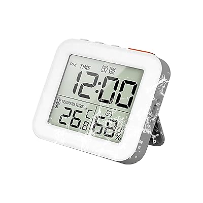 時計 デジタル時計 防水 タイマー 温度計 湿度計 デジタル 置き 壁掛け デジタル時計 目覚まし LCDディスプレイ お風呂時計 室温 時計 お風呂 浴室 バス 洗面所 キッチン 中庭 ルーム オフィス用 バックライト (白)