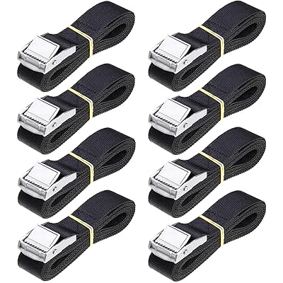 荷締めベルト 荷物 固定 ベルト 2m 梱包/自転車/バイク 固定ベルト 幅25mm 8本セット ブラック