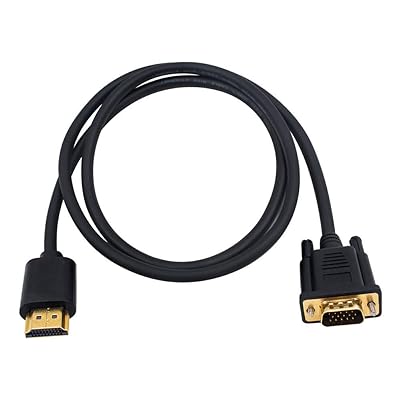 HDMI to VGA 変換ケーブル, HDMIオス to VGAオス変換アダプタケーブル 金メッキコネクター 音声転送 1080P (黒) (HDM…