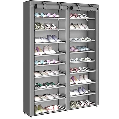 シューズラック 36足 2行 9層 組み立て式 大容量 下駄箱 スリム 玄関収納 おしゃれ 靴入れ 靴棚 不織布..