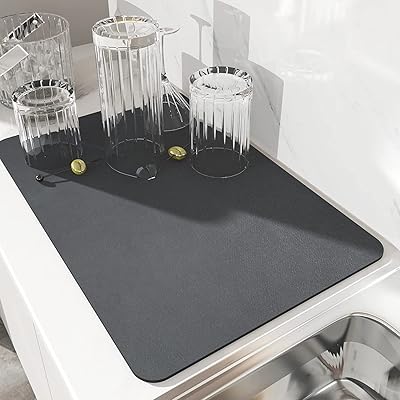 水切りマット 大判50x60cm キッチン 水切り吸水マット 速乾 皿置き 食器おき 乾燥用マット シンクマット 抗菌 防カビ 滑り止め ダークグレー