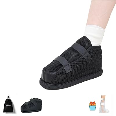 ギプスシューズ ギプス靴 術後靴 片足 1足 足関節装具 歩行補助 左右兼用 骨折 ま先圧力軽減 滑り止め 介護 サイズ調節可能 歩行サポート ブラック(夏用)L