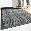 玄関マット 屋外 泥落とし ドアマット 滑り止め 洗える 耐磨耗性 エントランスマット シンプル 業務/家庭用 格子柄 45x75cm グレー(3)