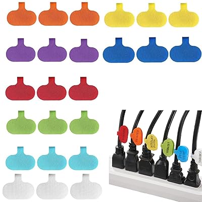 ケーブルタグ 24枚入りケーブルラベル マルチカラーの手書きケーブルタグ ワイヤタグ ネームラベル 結束バンド ナイロン 配線識別 繰り返し使用可能 マルチカラー (マルチカラー) マジックバンド ワイヤタグ