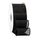 幅50mm バーラップワイヤーリボン 長さ18m ギフト包装、蝶結びの作り方、ナチュラルなウェディングの装飾、クリスマスツリーの飾りに最適 #030ブラック