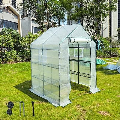 温室 ビニールハウス ビニール温室 大型 ホワイト ガーデン温室 家庭用 防雨/防寒/防風対策 害虫/鳥防..