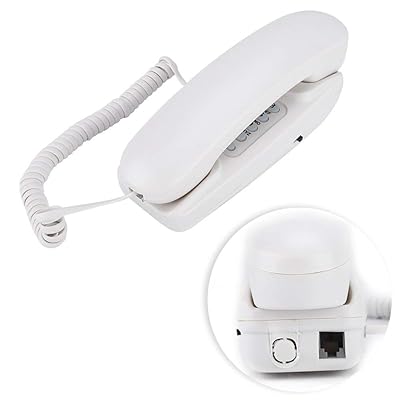 ウォールマウント固定電話 コード付き電話 ウォールデスクコンパクト電話 ホームオフィスホテルのコールミュート/フラッシュ機能付き 固定電話 アナログ電話(ホワイト)