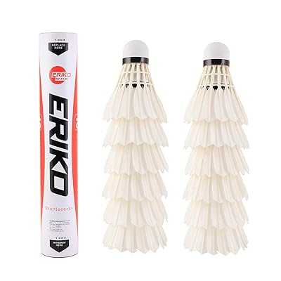 ERIKO高安定性と耐久性のバドミントンシャトルコックモデル10、12羽のガチョウの羽のバドミントンシャトルコック、「CHEN KEJIE」から販売