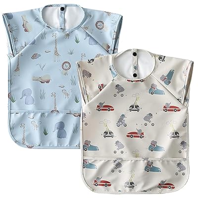 お食事エプロン 防水 洗える 袖なし ベビー 食事用エプロン 2枚セット 離乳食エプロン 食事