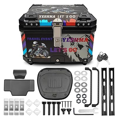 【レーシング調】バイク リアボックス 55L バイク用 大容量 トップケース バイク ボックス ABS プラス..