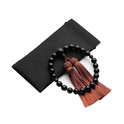 数珠 男性用 念珠 縞黒檀 艶あり 数珠袋付き 葬式 墓参り 法事 念誦 全ての宗派に使用可能 (天珠：水晶..