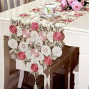テーブルランナー クリスマス飾り テーブルセンター 三色花 花柄刺繍 テーブルクロス 欧風 テーブルマット おしゃれ 可愛いタッセル付き テーブルカバー インテリア 北欧 40×210cm