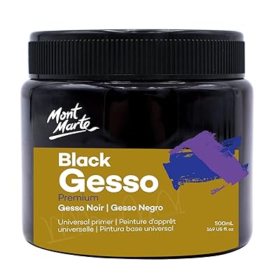 Black Gesso 17オンス (500ml) ユニバーサルプライマー アクリルや油を含むすべての塗料に適しています