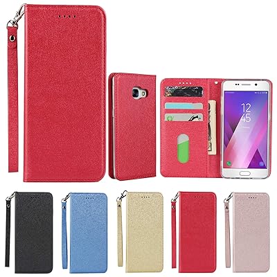 サムスンギャラクシー Galaxy SC-04J ケース Samsung Galaxy SC04J ケース 手帳型 caseストラップ付き PU皮革 明るい色 内蔵マグネット 携帯カバー カードポケット スタンド機能 便利 レッド