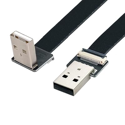 USB 2.0 フラットケーブル USB 2.0 オス - オス 90度 ダウンアングル データ転送 充電 リボン フレックス 延長ケーブル アダプター 0.2M