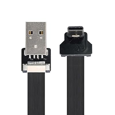 アップダウンアングルUSB 2.0 Type-AオスからUSB-C Type-CオスデータフラットスリムFPCケーブル FPV & ディスク & 電話用 20cm