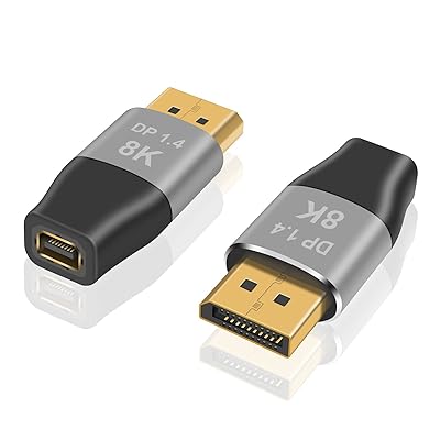 DPオスミニDPメス延長アダプタ, 8K Mini Displayport to DisplayPort 1.4 、32.4Gbps Mini Displayport メス DP オス アダプター 双方向トランスミッションをサポート。