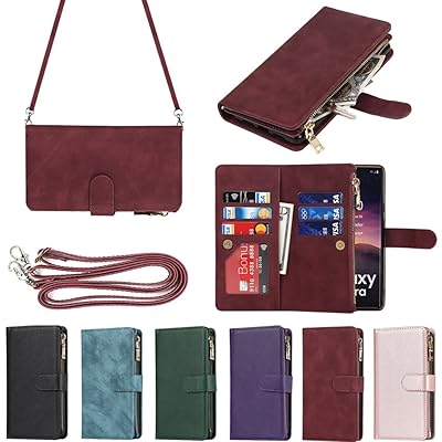 サムスン ギャラクシー for Samsung Galaxy S23 Ultra ケース for galaxy s23ultra 縄掛けケース 手帳型 財布型 ICカード コインポケット ストラップ付き カード 収納 小銭入れ ファスナーポケット付き