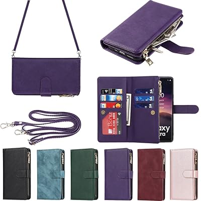 サムスン ギャラクシー for Samsung Galaxy S23 Ultra ケース for galaxy s23ultra 縄掛けケース 手帳型 財布型 ICカード コインポケット ストラップ付き カード 収納 小銭入れ ファスナーポケット付き