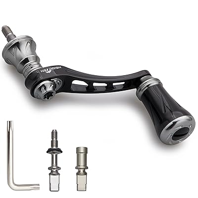 45-50mm可変 リール ハンドル 19mm アルミ ノブ 搭載 シマノ ダイワ 通用 スピニングリール 用 Arch Series (ガンメタル＆ブラック) (880)