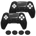 2セットps5対応用プレミアムシリコンカバー、 ps5コントローラー対応用グリップカバー、ps5対応用サイバーメカデザイン保護カバー、カバー付けたままps5公式充電ドック対応します-ブラック(3)