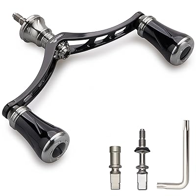 80mm/95mm/98mm リール ハンドル 20mm/19mm ノブ 搭載 シマノ ダイワ 通用 スピニングリール用 New Pillar Series (98mm - ブラック＆ガンメタル) (943)