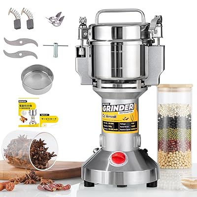 300g粉末ミル 電動粉砕機 家庭用 グラインダー 1分間に微粉末・ハイパワー 蓋開けたら作業停止・安全 ..