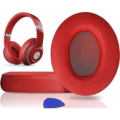 イヤーパッド イヤークッション Beats Studio3 ＆ Studio2 Wired/Wireless ワイヤレスヘッドホン 用 交換パッド A1914/B0500/B0501 用 ヘッドセットパッド 遮音 メモリフォーム (赤)