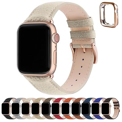 アップルウォッチ バンド Apple Watch バンド アップルウォッチベルト 本革 装着簡単 保護ケース付き レディース メンズ 1/2/3/4/5/6/7/8/9/SE/SE2/Ultra/Ultra2シリーズ対応 (42mm 44mm 45m