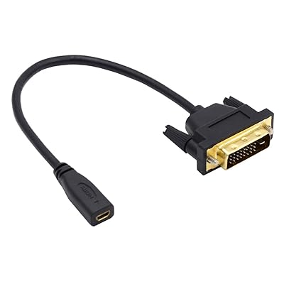 ケーブル DVI 24+1オス→マイクロHDMI 1.4 Type-D 4Kメス延長ケーブル コンピューターHDTVグラフィックスカードUHD 20cm用
