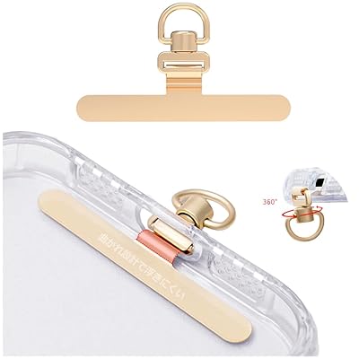 スマホ ストラップホルダー 【極薄0.2mm・360°旋回式・浮きなし曲がれ設計】金属製タグパッチ ステンレス鋼 メッキ仕上げ 携帯ストラップホルダー 薄型 丈夫10kgまでの荷重量 スマホケースに挟む 全機種対応 充電影響なし 落下紛失防止 (E)