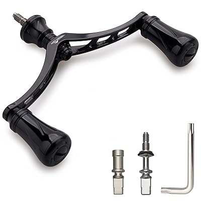 80mm/95mm/98mm リール ハンドル 20mm/19mm ノブ 搭載 シマノ ダイワ 通用 スピニングリール用 New Pillar Series (98mm - ブラック) (940)