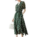 大人シンプルドレス きれいめ ワンピース summer dress for woman シャツラペル襟 カッタウェイカラーVネックワンピース リボンベルト 結婚式 母親 ドレス可愛い夏服