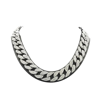 メンズ アイスアウト ヒップホップ シルバートーン キュービックジルコニア マイアミキューバリンクチ..