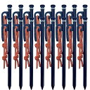 テントペグ スチール製 ソリッド 20cm/25cm/30cm キャンプ設営用具 夜光ゴムリング付き 収納袋付き 反射ロープ付き