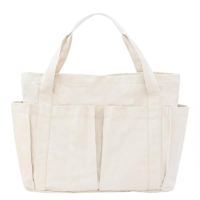 トートバッグ マザーズバッグ キャンバス トート レディース メンズ 肩掛けバッグ グローサリー 通学 帆布 大容量 多機能 無地 （Lサイズ ホワイト）