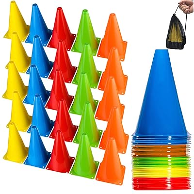 23cm 25本セット コーン ミニ カラーコーン マーカーコーン 軽量タイプ 全5色各5本 (各色5個)収納ポーチ付き 23cm 25本セット コーン ミニ カラーコーン マーカーコーン 軽量タイプ 全5色各5本 (各色5個)収納ポーチ付き