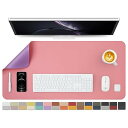 両面PUデスクマット、大型マウスパッド、デスクプロテクター、防水キーボードマット、オフィス/家庭/ゲーム/装飾に適した(ピンク+紫の、90cm*43cm)