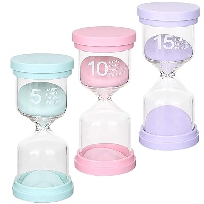 サンドタイマー 5分/10分/15分 砂時計 3個セット 砂タイマー ゲーム キッチン 料理 お風呂用 インテリアタイマー ホーム オフィス 教室用 グリーン ...