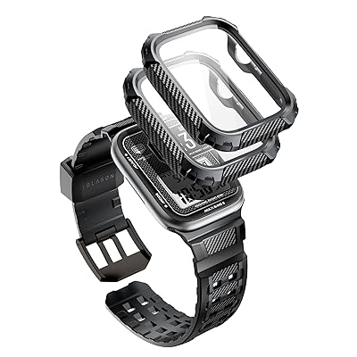 Apple Watch Series 6/SE2/SE/5/4 44mm 保護カバー 交換用バンド 全面保護 2枚保護フィルム付き 衝撃吸収 バンドとケース一体 頑丈 時計バンド ブラック Armroboxシリーズ